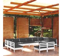 vidaXL Set Divani da Giardino 12 pz con Cuscini Bianchi Legno di Pino