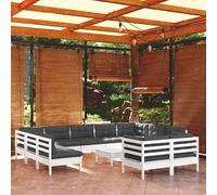 vidaXL Set Divani da Giardino 12 pz con Cuscini Bianchi Legno di Pino