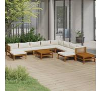 vidaXL Set Divani da Giardino 12 pz con Cuscini Crema in Legno Acacia