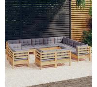 vidaXL Set Divani da Giardino 12 pz con Cuscini Grigi Massello di Pino