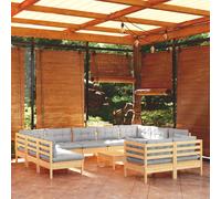 vidaXL Set Divani da Giardino 12 pz con Cuscini Grigi Massello di Pino