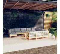 VidaXL Set Divani da Giardino 12 pz con Cuscini Grigi Massello di Pino