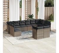 vidaXL Set Divani da Giardino 12 pz con Cuscini Grigio in Polyrattan