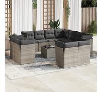 vidaXL Set Divani da Giardino 12 pz con Cuscini Grigio in Polyrattan