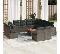 vidaXL Set Divani da Giardino 12 pz con Cuscini Grigio in Polyrattan