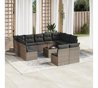 vidaXL Set Divani da Giardino 12 pz con Cuscini Grigio in Polyrattan