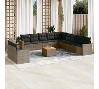 vidaXL Set Divani da Giardino 12 pz con Cuscini Grigio in Polyrattan