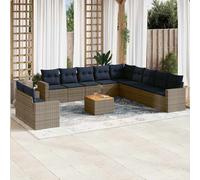 vidaXL Set Divani da Giardino 12 pz con Cuscini Grigio in Polyrattan
