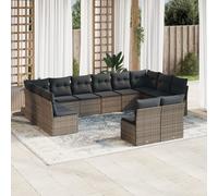 vidaXL Set Divani da Giardino 12 pz con Cuscini Grigio in Polyrattan