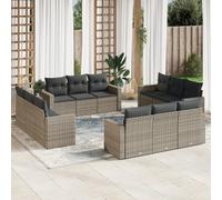 vidaXL Set Divani da Giardino 12 pz con Cuscini Grigio in Polyrattan