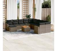 vidaXL Set Divani da Giardino 12 pz con Cuscini Grigio in Polyrattan