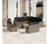 vidaXL Set Divani da Giardino 12 pz con Cuscini Grigio in Polyrattan