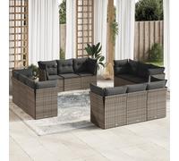 vidaXL Set Divani da Giardino 12 pz con Cuscini Grigio in Polyrattan