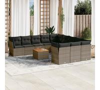 vidaXL Set Divani da Giardino 12 pz con Cuscini Grigio in Polyrattan