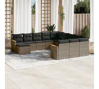 vidaXL Set Divani da Giardino 12 pz con Cuscini Grigio in Polyrattan