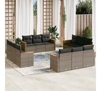 vidaXL Set Divani da Giardino 12 pz con Cuscini Grigio in Polyrattan