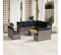 DIVANI DA GIARDINO VIDAXL 12 pz con Cuscini Grigio in Polyrattan - 3256040