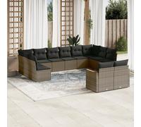 vidaXL Set Divani da Giardino 12 pz con Cuscini Grigio in Polyrattan