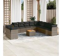 vidaXL Set Divani da Giardino 12 pz con Cuscini Grigio in Polyrattan
