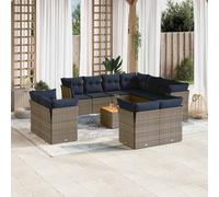 vidaXL Set Divani da Giardino 12 pz con Cuscini Grigio in Polyrattan