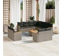 vidaXL Set Divani da Giardino 12 pz con Cuscini Grigio in Polyrattan