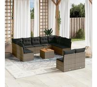 vidaXL Set Divani da Giardino 12 pz con Cuscini Grigio in Polyrattan