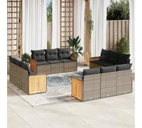 vidaXL Set Divani da Giardino 12 pz con Cuscini Grigio in Polyrattan