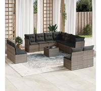 vidaXL Set Divani da Giardino 12 pz con Cuscini Grigio in Polyrattan