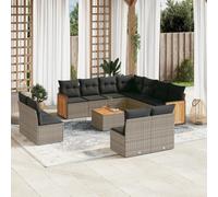 vidaXL Set Divani da Giardino 12 pz con Cuscini Grigio in Polyrattan