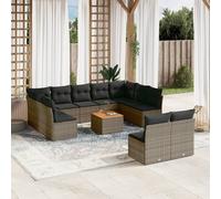 vidaXL Set Divani da Giardino 12 pz con Cuscini Grigio in Polyrattan