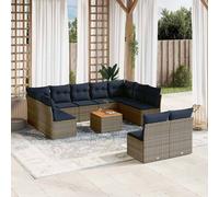 DIVANI DA GIARDINO VIDAXL 12 pz con Cuscini Grigio in Polyrattan - 3256222