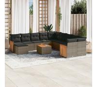 vidaXL Set Divani da Giardino 12 pz con Cuscini Grigio in Polyrattan
