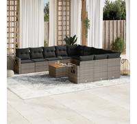 vidaXL Set Divani da Giardino 12 pz con Cuscini Grigio in Polyrattan