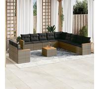 vidaXL Set Divani da Giardino 12 pz con Cuscini Grigio in Polyrattan