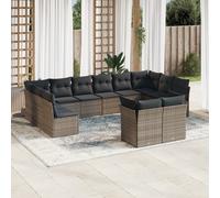 vidaXL Set Divani da Giardino 12 pz con Cuscini Grigio in Polyrattan
