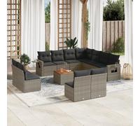 vidaXL Set Divani da Giardino 12 pz con Cuscini Grigio in Polyrattan