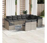 vidaXL Set Divani da Giardino 12 pz con Cuscini Grigio in Polyrattan