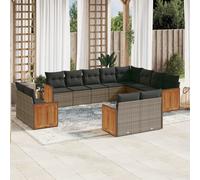 vidaXL Set Divani da Giardino 12 pz con Cuscini Grigio in Polyrattan
