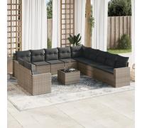 vidaXL Set Divani da Giardino 12 pz con Cuscini Grigio in Polyrattan