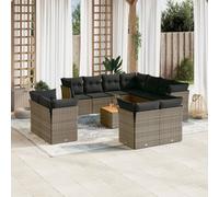 vidaXL Set Divani da Giardino 12 pz con Cuscini Grigio in Polyrattan
