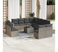 vidaXL Set Divani da Giardino 12 pz con Cuscini Grigio in Polyrattan
