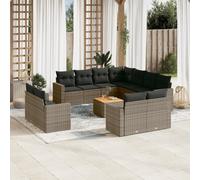 vidaXL Set Divani da Giardino 12 pz con Cuscini Grigio in Polyrattan
