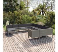 vidaXL Set Divani da Giardino 12 pz con Cuscini in Polyrattan Grigio