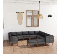 vidaXL Set Divani da Giardino 12 pz con Cuscini in Polyrattan Grigio