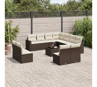 vidaXL Set Divani da Giardino 12 pz con Cuscini Marrone in Polyrattan