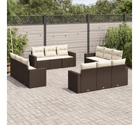 vidaXL Set Divani da Giardino 12 pz con Cuscini Marrone in Polyrattan