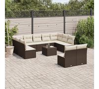 vidaXL Set Divani da Giardino 12 pz con Cuscini Marrone in Polyrattan