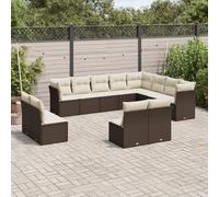 vidaXL Set Divani da Giardino 12 pz con Cuscini Marrone in Polyrattan