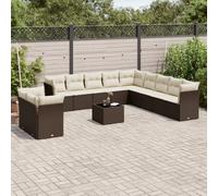 vidaXL Set Divani da Giardino 12 pz con Cuscini Marrone in Polyrattan