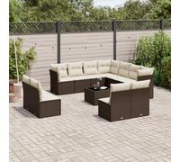 DIVANI DA GIARDINO VIDAXL 12 pz con Cuscini Marrone in Polyrattan - 3249672